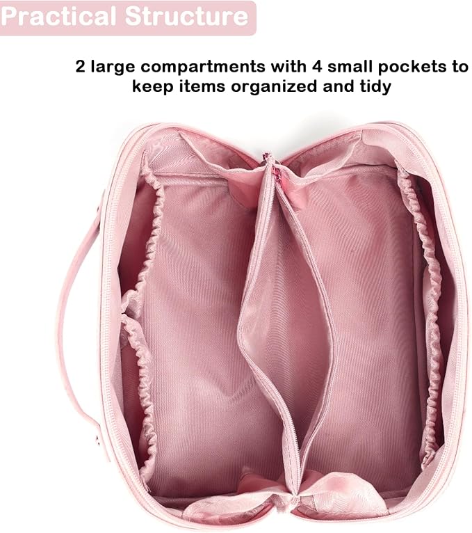 Travel Makeup Bag,Large Capacity Cosmetic Bags for Women,Waterproof Portable Pouch Open Flat Toiletry Bag Pattern Makeup Bag