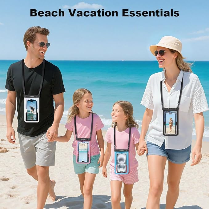 Waterproof Phone Pouch - 8.5in Waterproof Phone Case with Lanyard, IPX8 Cell Phone Dry Bag Beach Essentials for iPhone 16 15 14 13 12 Pro Max, Galaxy S24 S23 S22 S21 Series, 2 Pack