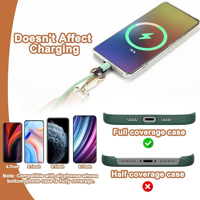 XANGNIER Clip and Go Strap for Phone with Wallet Crossbody, Phone Strap with Zippered Wallet, Adjustable Anti-Theft Cellphone Lanyard for Women, Cellphone Chain Accessories, Multicolor 9