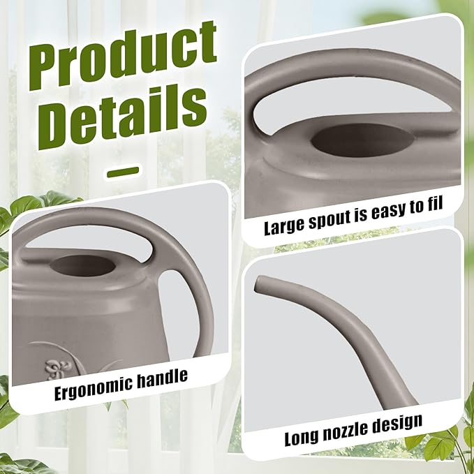 Watering Can - for Home Plant Garden - 1/2 Gallon - Coffee Color