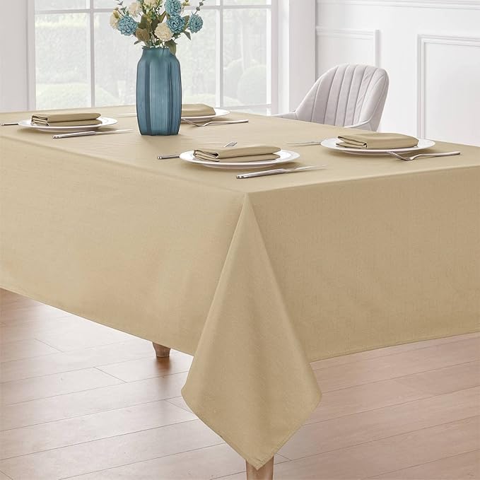 Faux Linen Rectangle Tablecloth Waterproof 60x144 inch Table Cloth Stain and Wrinkle Resistant Washable, Decorative Fabric Table Cover for Dining, Kitchen, Wedding and Parties, Coffee