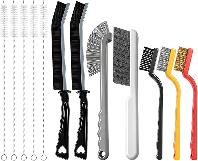 12pcs Crevice Cleaning Brush, Hard Bristle Scrub Brushes Tools, Straw Cleaner Brush for Sill, Tile Lines, Shutter, Corner, Sink Sippy Cup and Water Bottle