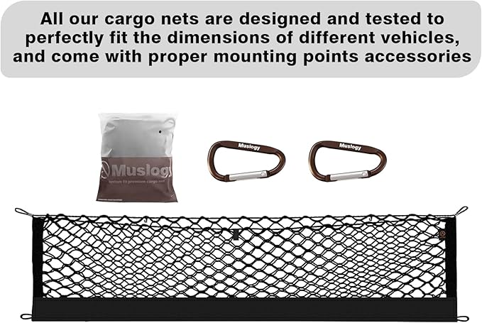 Muslogy Envelope Style Trunk Cargo Net Compatible with 2020-2024 2025 Kia Telluride Accessories Custom Fit Trunk Organizer Upgraded Mesh Storage Luggage Net with Metal Hooks