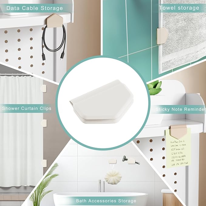 6 Pack Magnetic Silicone Shower Curtain Clips for Liners, Self-Adhesive Waterproof Splash Guards, Strong Magnet Curtain Holders Keep Liner Sealed to Wall, Windproof Easy Installation No-Drill (White)