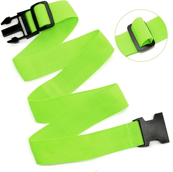 2 Pack Add Bag Luggage Straps for Carry On Bag, Adjustable Suitcase Belt Add Bag Travel Attachment Accessories for Connecting Your 3 Luggage Items, Green