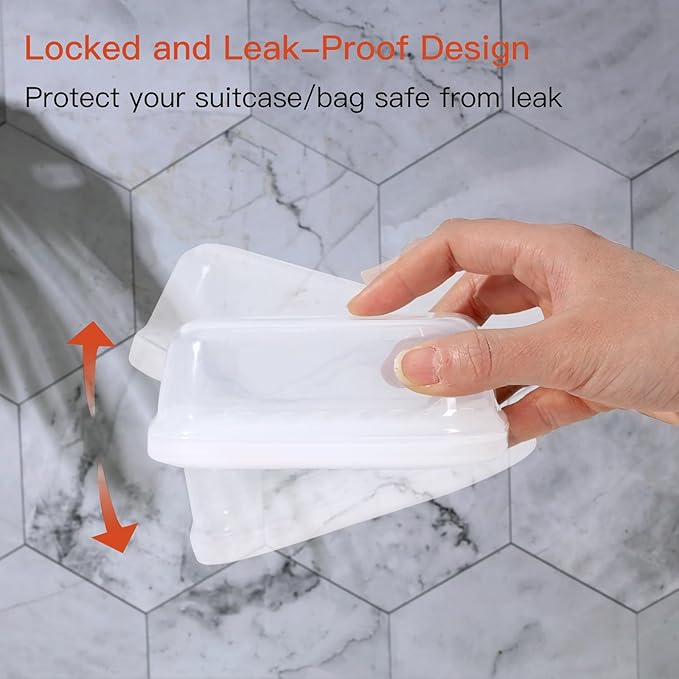 Quatish Leakproof Soap Dish with Lid & Draining Layer, Shatterproof Travel Bar Soap Holder Case Container, Portable Travel Size Toiletries Essentials for Camping, Gym, Bathroom, Clear