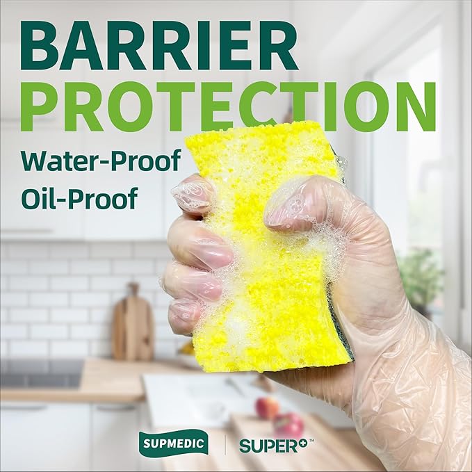 Supmedic Vinyl Disposable Exam Gloves, Clear 4Mil Powder-Free Latex-Free Medical Food-Safe Cooking Cleaning Glove 100&1000 Ct