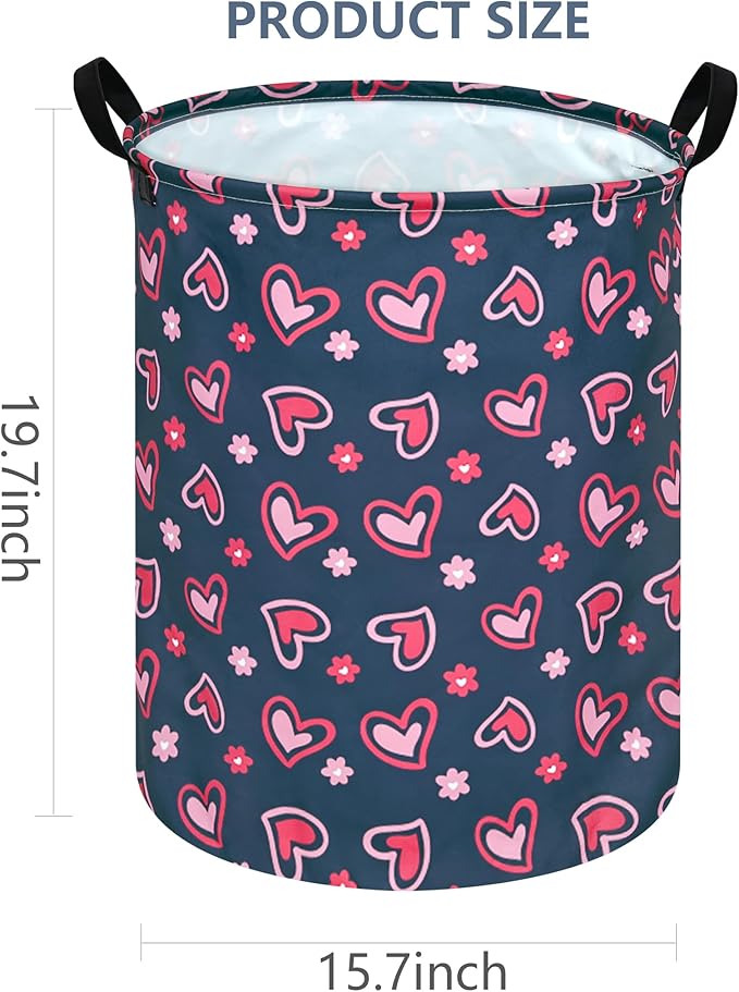 Round Valentine's Laundry Basket Storage Bins Nursery Hamper Gift Baskets for Home,Office,Home Decor