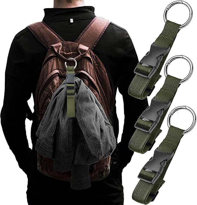 3 Pcs Add a Bag Luggage Strap Jacket Gripper, Luggage Straps Baggage Suitcase Belts Travel Accessories with O-Ring - Make Your Hands Free, Easy to Carry Your Extra Bags - Army Green
