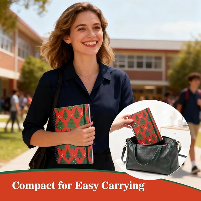 A5 Christmas Sticky Notebook,9 pads of decorated sticky notes and a handy notebook,Christmas Note Pads Teacher Appreciation Gift XMS Gift Writing Memo Pads School Office Supplies and Daily Life Organization (Ginger)