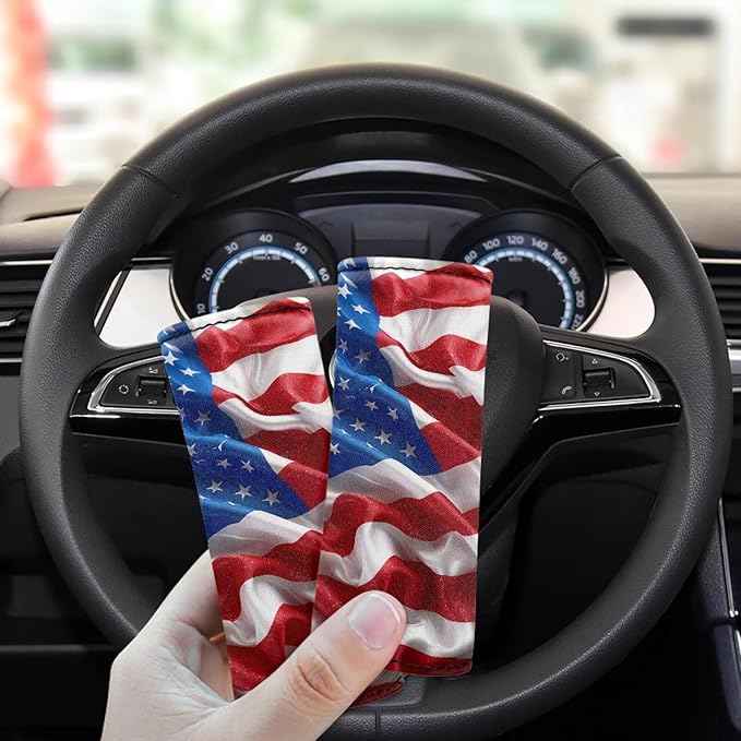 KUIFORTI Patriotic Flag Luggage Handle Wraps for Suitcase 2 Pack Door Handle Protection Sleeve Cover Neoprene Travel Accessories