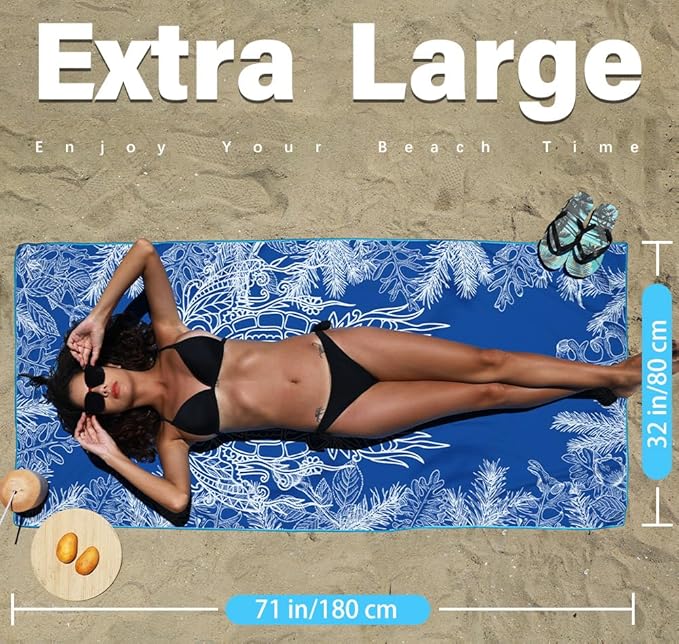 Widdonen Microfiber Lightweight Beach Towel Sand Free Quick Dry Absorbent Thin Compact Towels for Swimming Pool Camping Beach Accessories Large Easy Pack Travel Things for Vacation Essentials Gift