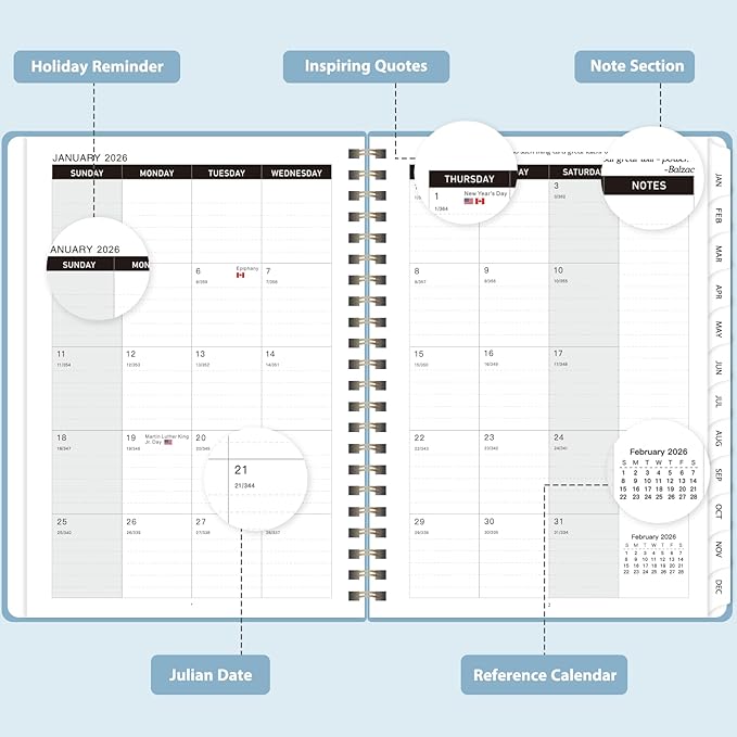 2026 Planner, Weekly and Monthly Calendar Academic Planner, Jan 2026 - Dec 2026, Planning Agenda Book for Desk Accessories and School Supplies - Letter Size(8.5'' x 11'')