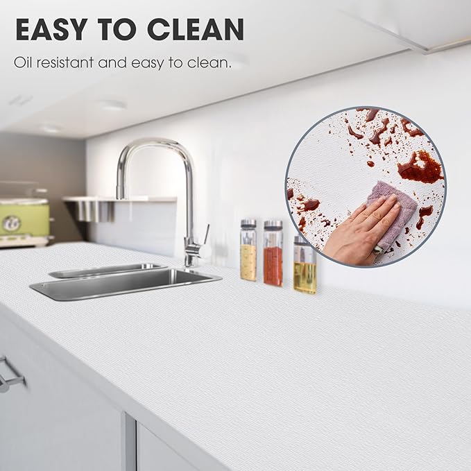 Drawer and Shelf Liner, Non-Slip Kitchen Cabinet Liners Non-Adhesive Thick Strong Grip Waterproof Washable Mats Protect Dresser Shelves Cupboard Bathroom Cabinets, White, 24 in X 20 FT