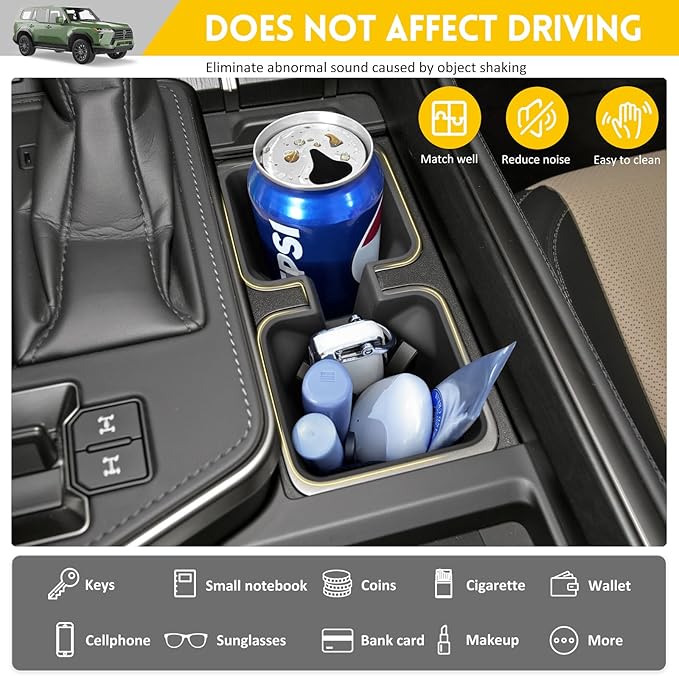 Cup Holder for 2024 2025 Lexus GX550 Center Console Cup Holder Insert Silicone Cupholder Coaster Liner for 24 25 GX 550 Interior Accessories Black