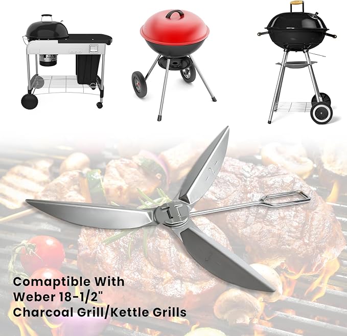 18-1/2 Inch Grill One-Touch Cleaning System Kit Compatible with Weber Kettle Grill 7443 90719 - Grill Parts Replacement for Weber Charcoal Grill 31001, 441001, 441004, 451001, 451004