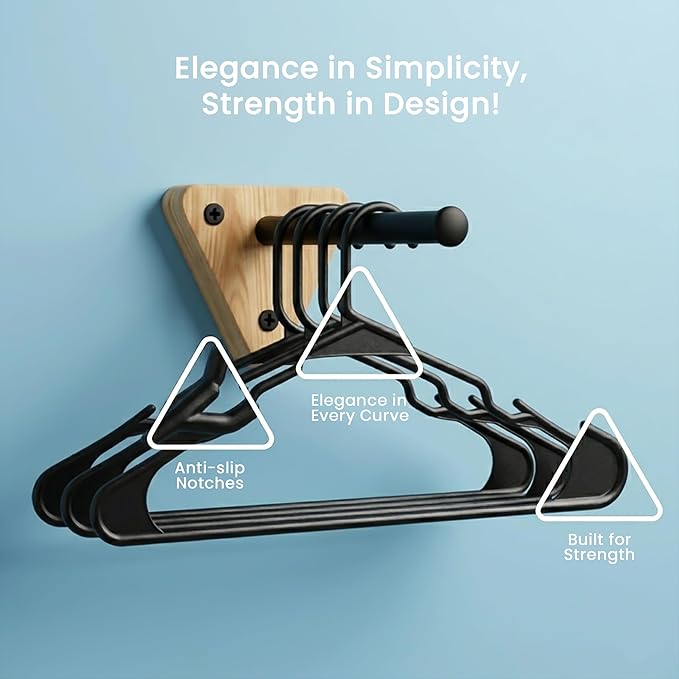 Utopia Home - Plastic Hangers 20 Pack - Space Saving Clothes Hanger - Durable and Strong Closet Organizers and Storage Makes It Ideal Stocking Stuffers or Apartment or Dorm Room Essentials (Black)