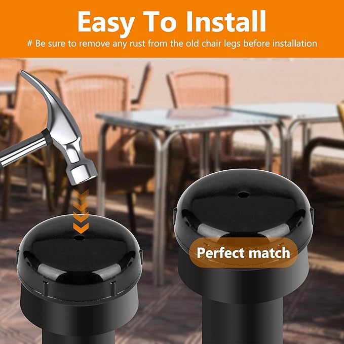16-Pack Wrought Iron Patio Furniture Feet Caps 1-1/2 inch Round Plastic Outdoor Chair Leg Caps, PETOX Patio Chair Leg Caps for Metal Chairs, Patio Furniture Replacement Feet for Chairs & Tables, Black