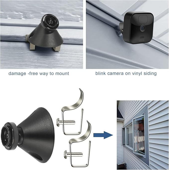 (10 Pack) Blink Outdor Camera Mount Vinyl Siding Clips Hooks,No-Hole Needed Outdoor Siding Hanger for Mounting Wyze Cam/Ring/arlo Home Security Camera, Weatherproof Stainless Steel Blink Siding Mount