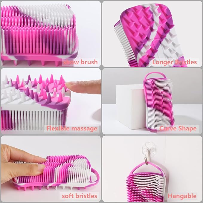 2PCS Silicone Body Scrubber, Loofah for Women, Gentle Exfoliating Shower Cleaner Bath Brush, Rubber Body Wash Deep Cleaning & Exfoliator & Massage, Travel-Friendly for Bathroom