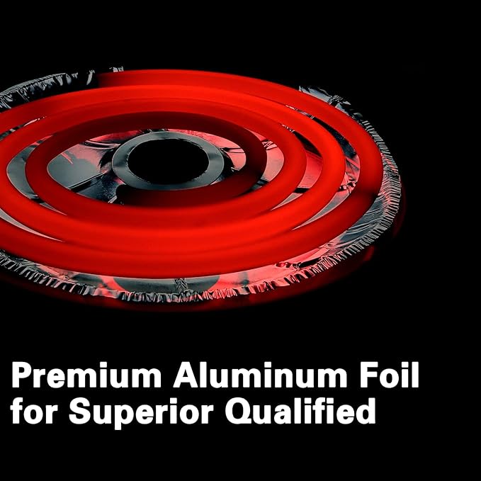 Dreyoo 60 Pcs Electric Stove Burner Covers, Disposable Aluminum Foil Drip Pan Liners, 6.25 and 8 Inch Round Burner Liners to Keep Stove Top Clean from Oil and Food Drips
