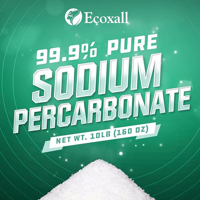 Ecoxall Sodium Percarbonate, 99.9% Pure Oxygen Bleach Powder, Laundry Stain Remover, Whitener, and Detergent Booster, Dishwasher Cleaner and Deodorizer, 10 lbs (160 oz), Pack of 1