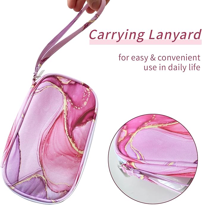 Electronics Organizer Travel Case, Cable Organizer Travel Essentials Tech Pouch,Suitable for Charger, Cable, Phone，Flash Drive,Pink Marble