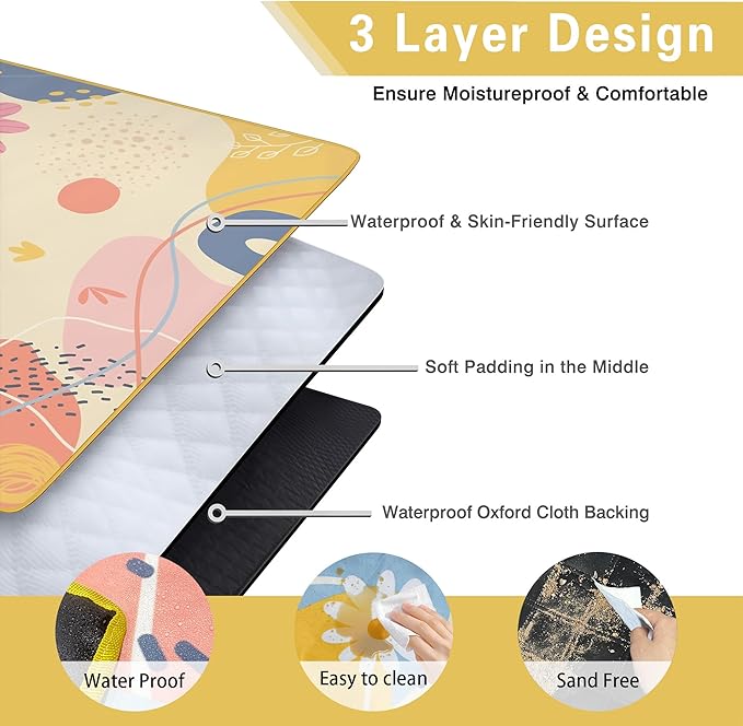 Extra Large Picnic Blankets Waterproof Foldable (80 "x 80") Beach Blanket Waterproof Sandproof,3-Layer Thicking Mat Outdoor Packable Camping Blanket(Bohemian)