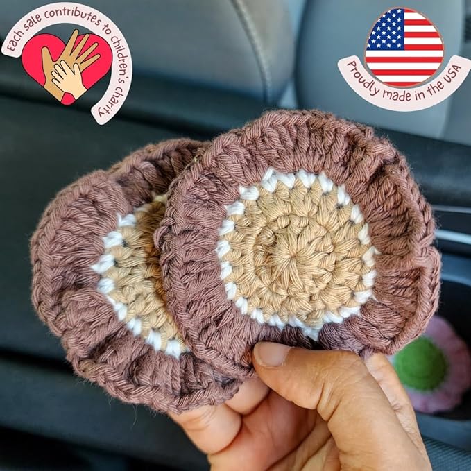 Cotton Crotchet Ruffled Flower Coaster Set (Warm Mocha)