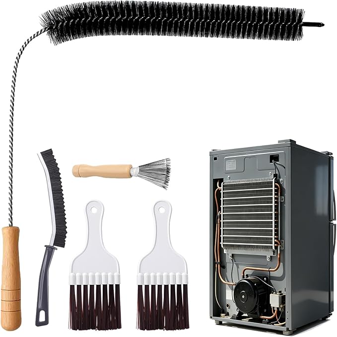 Refrigerator Coil Cleaning Brush Kit, 5-Pack Fridge Coil Cleaner Tools, Cleaner Brush Accessories for Refrigerator, Dryer Vents, Pipe, Sink, Toilet, Shower