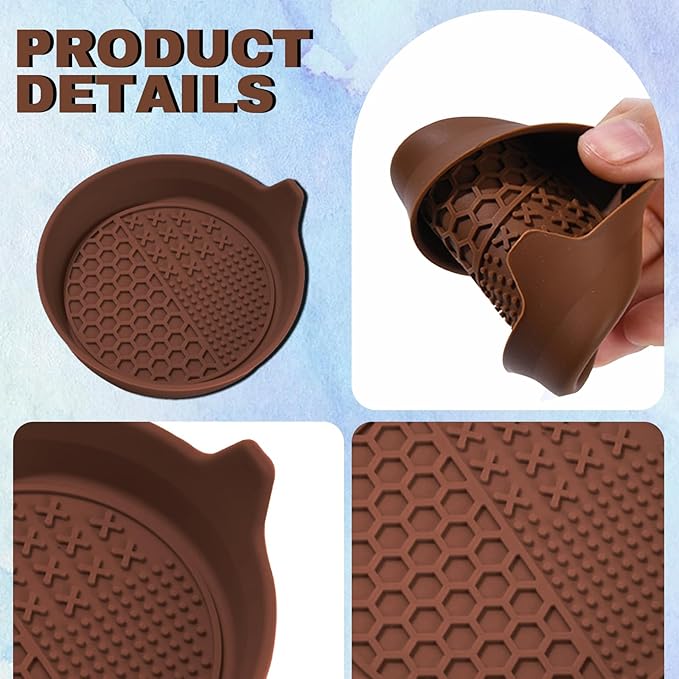 4PCS Car Cup Holder Coaster, Silicone Non-Slip Vehicle Insert Water Bottle Mat, Universal Insulation Drink Cup Pad Decor for SUV/Sedan/Truck, Automotive Interior Accessories (Coffee)
