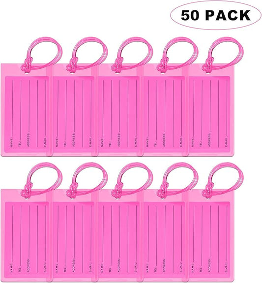 50 Pack Luggage Tags for Suitcases, Airplane Travel Essentials for Flying, International Travel Must Haves, and Luggage Accessories by Sodsay