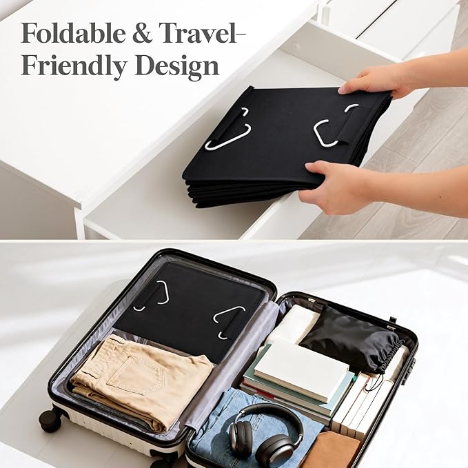 Lifewit 5 Tier Hanging Closet Organizer and Storage for Shelves, Foldable Clothes Storage Shelf with 2 Sturdy Hooks for Clothing Organization, Dorm Room Essentials for Guys, Black