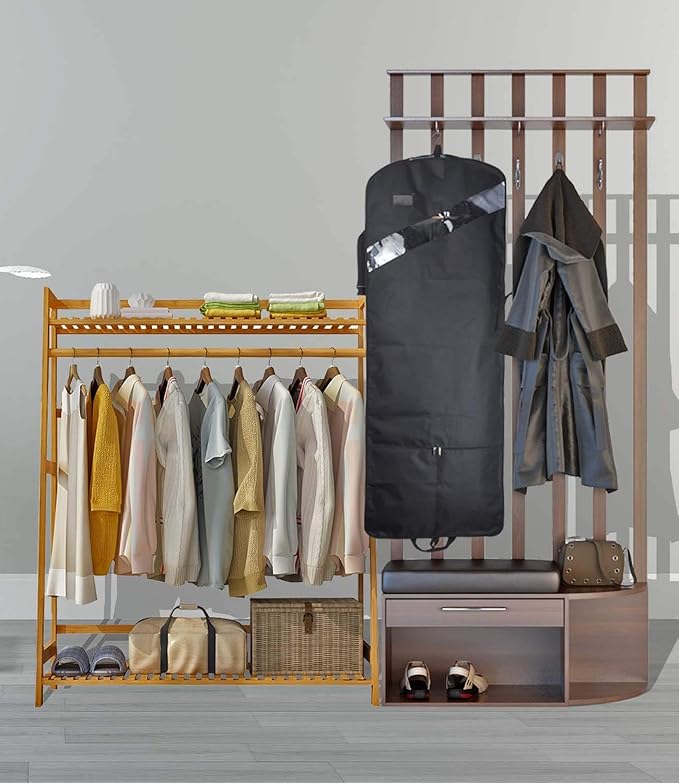 66'' Tri-fold Extra Long Dress Garment Bag, Premium & Breathable Tear-resistant Hanging Suit Cover for Travel and Storage