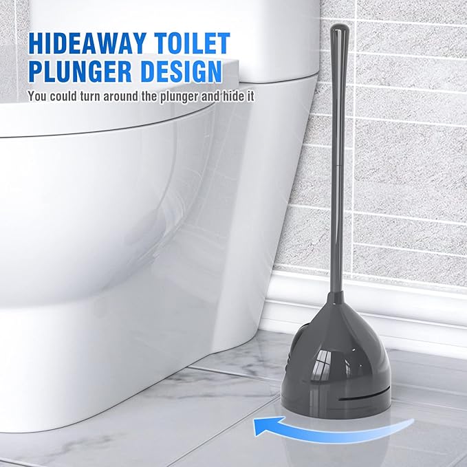 Toilet Plunger with Holder, Unique Plunger with All-Angle Design, Plungers for Bathroom with Holder, Heavy Duty Toilet Plunger for 5.7-inch Toilet Drain Bathroom Cleaning