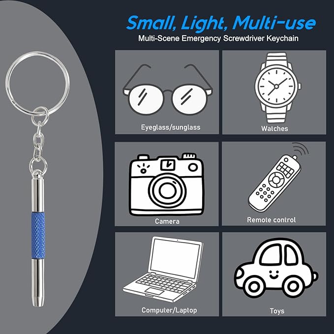 Eyeglass Keychain Screwdriver Repair Kit, MINGFIX 3-in-1 Eyeglasses Tightening Tool Set with Small Phillips, Flathead, and Nut Driver Bits for Sunglasses, Eyeglasses, and More