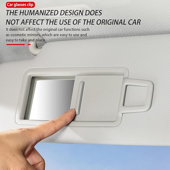 8sanlione Sunglasses Holder for Car Sun Visor, Magnetic Leather Glasses Hanger Clip, Eyeglass and Ticket Card Storage Mount, Auto Interior Accessories Universal for Vehicle SUV Truck (Gray)
