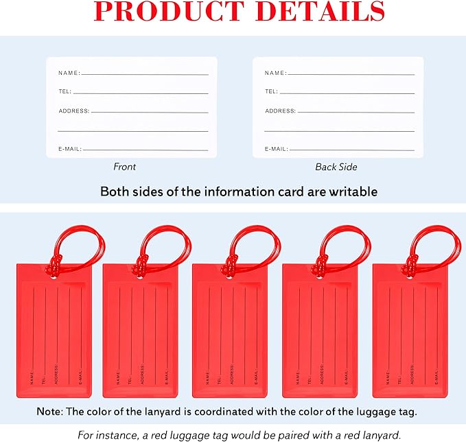 10 Pack Luggage Tags for Suitcases, Airplane Travel Essentials for Flying, International Travel Must-Haves, and Luggage Accessories by Sodsay