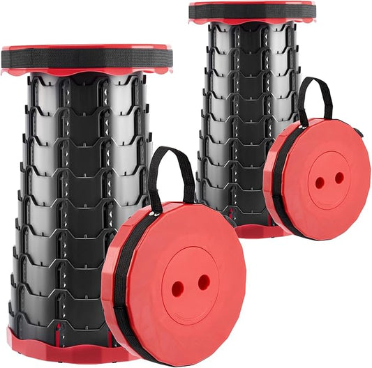 Upgraded Foldable Stool Thickened, Portable Collapsible Stool Retractable Stool for Fishing, Hiking, BBQ, Parties, Outdoor Activities (Red) (2)
