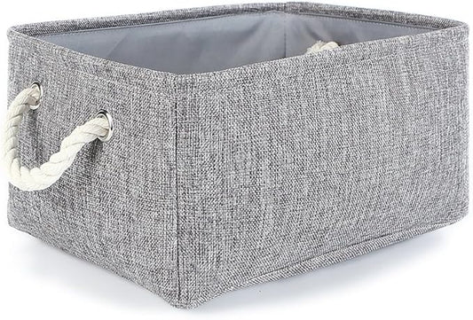 TheWarmHome Storage Bins Basket - Storage Baskets for Organizing Shelves,Home Closet Organizer for Book Shelf Organization,Fabric Storage Cubes,Medium Decorative Grey Basket Gift