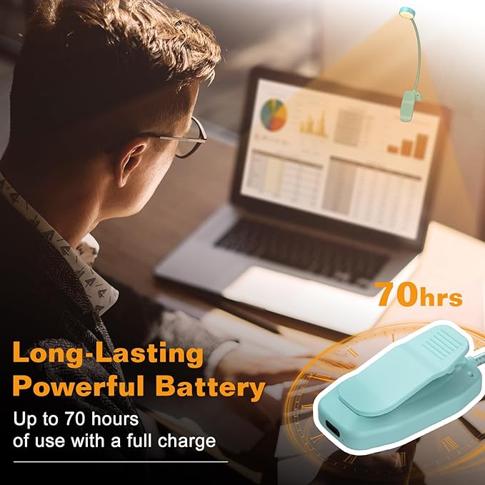 2 Packs Rechargeable Book Reading Light - Adjustable Brightness, 3 Color Temperatures, 30+ Hours Runtime - Eye Care 10 LED Lamp for Reading for Bed,Back to School Gift for Students,Blue & Black