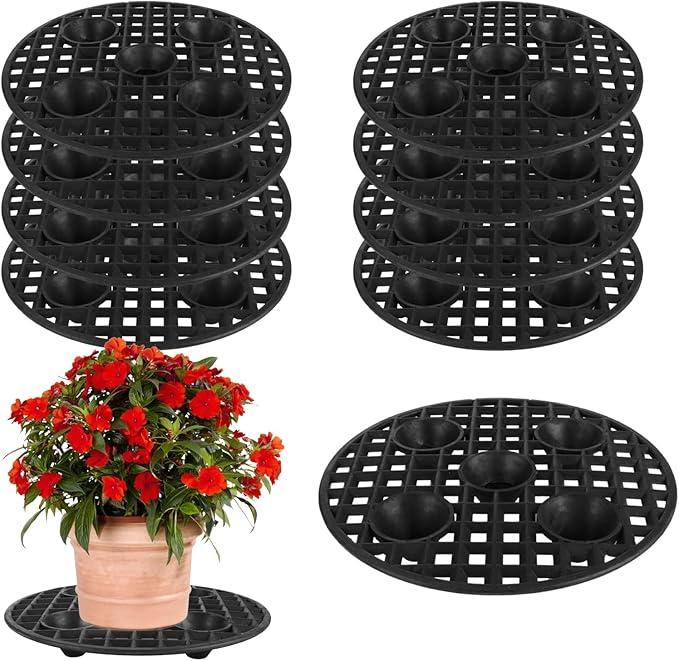 QTLCOHD 8 Pcs Plant Riser, 8 Inch Black Pot Elevators for Plants, Plastic Plant Stand Indoor Outdoor