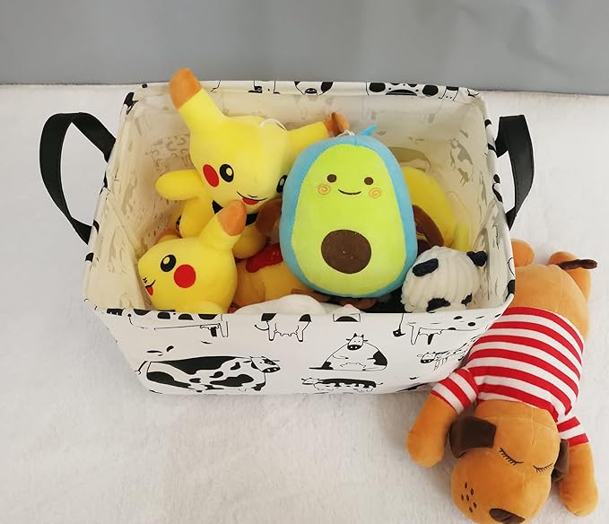 KUNRO Rectang Cow Storage Basket Gift Shelf Basket Storage Bin, Nursery Basket Organizer Box for With Handles for Room Deco
