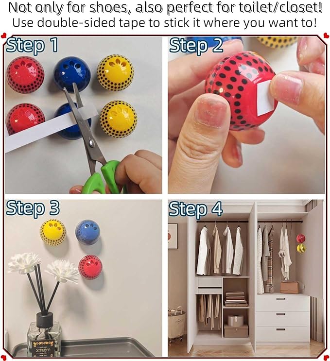 Shoe Deodorizer Balls for Sneaker, Fresh Cologne Scent, Essential Oil Sneaker Deodorizer Ball, Small Spaces Odor Eliminator Air Freshener for Shoes, Gym Bags, Drawers and Locker (Cologne)