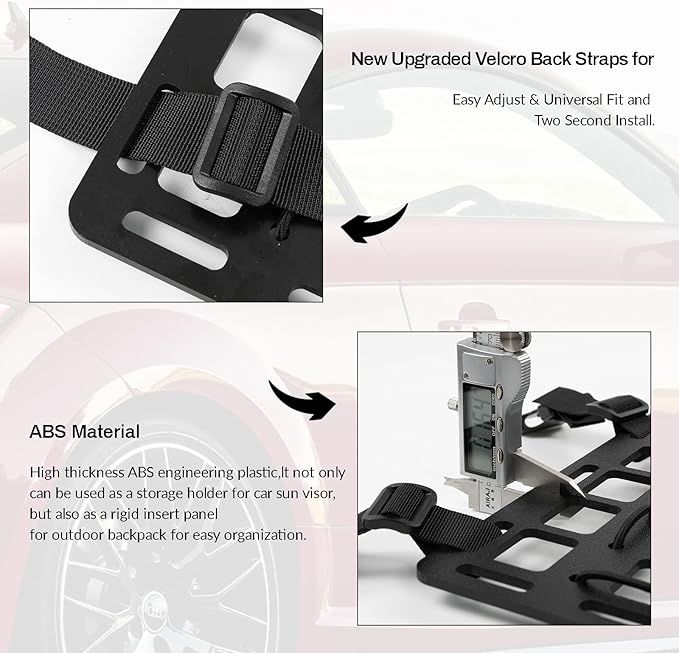 Vehicle Molle Panel Visor Organizer for Car Visor/Headrest/Seat Back - Tactical Gear Holder with Molle Pouches & EDC Tools