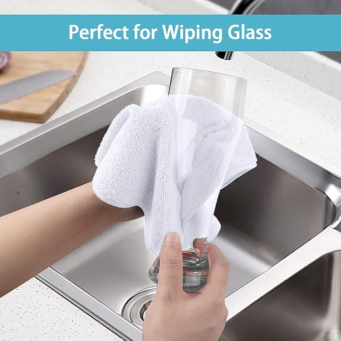 HOMEXCEL White Microfiber Cleaning Cloth 600 Pack, Microfiber Towel for Cars, Lint Free, Scratch-Free, Highly Absorbent, and Cleaning Rags for House, Window and Glass, Cars, TV Screen 11.5 X11.5 inch