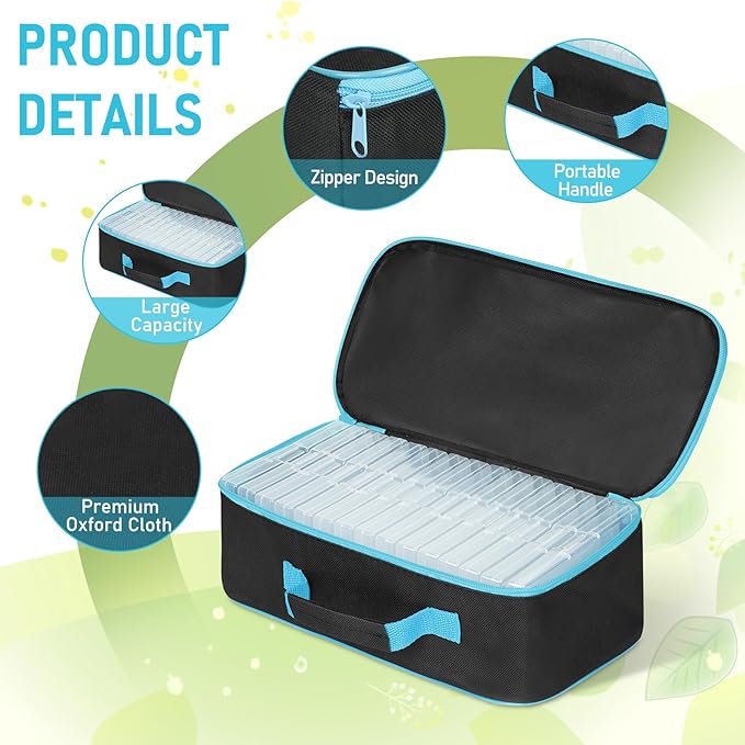 FACULX 15 Slots Seed Storage Organizer Box with 20 Seed Envelopes, Large Capacity Seeds Storage Container with Zipper Bag Label Stickers, Seeds Saving Container for Garden Vegetable and Flower (Blue)