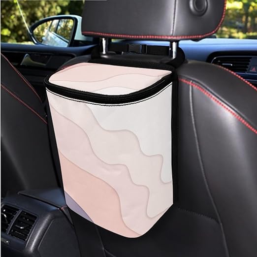 1.2 Gallons Trash Can for Car, Panther Hanging Car Trash Bag, with Zipper Leak-Proof Lid Design, Adjustable Hanging for Tail of Console/Back of Seats, Easy to Clean, Family Trips Essential