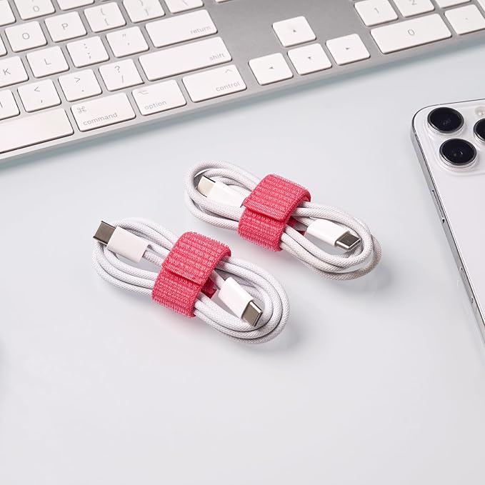 Wrap-It Storage Cinch Straps - 5" (8-Pack) Coral - Appliance Cord Organizer and Cable Ties for Chargers and Home Office Accessories