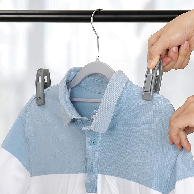 Tinfol Gray 60pc Hanger Connector Hooks and 20pc Hanger Clips, Stackable Space Saving Hook - Hangers Finger Clips, Hanger Organizer Accessories for Closet Organizers